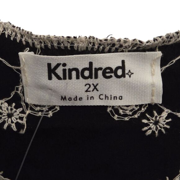 NWT Anthropologie Kindred 2X Black Ivory Embroidery Boho Kimono Cardigan Crochet - Picture 6 of 12